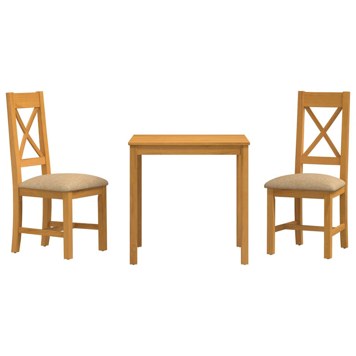 Spisestuesæt 3 stk. Beige Massivt Eg Træ