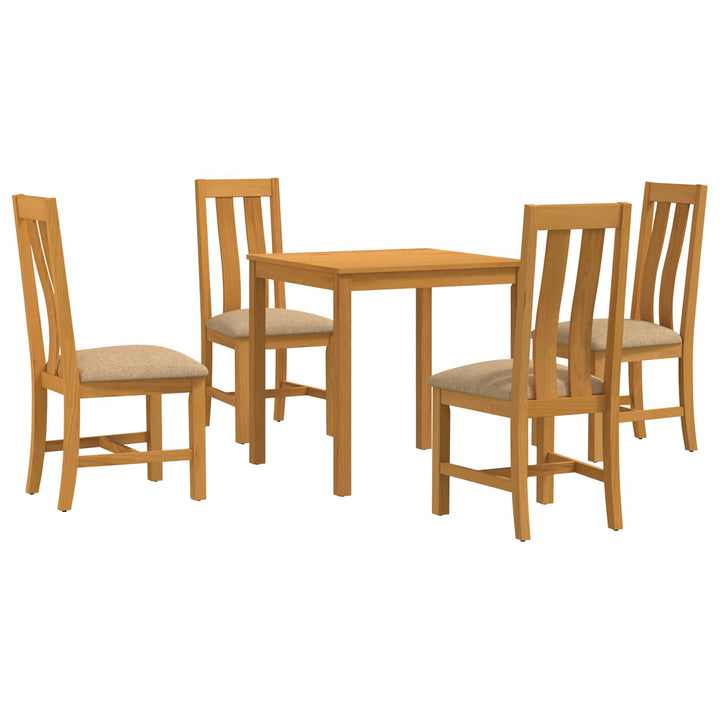 Spisestuesæt 5 stk. Beige Massivt Eg Træ