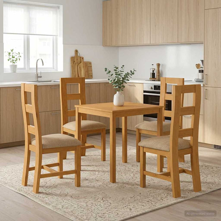 Spisestuesæt 5 stk. Beige Massivt Eg Træ