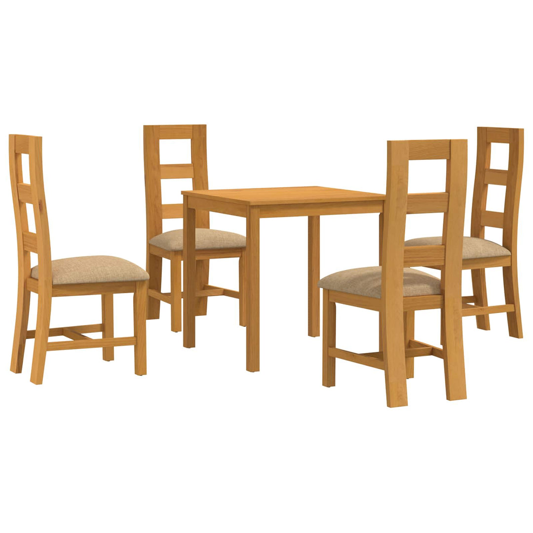 Spisestuesæt 5 stk. Beige Massivt Eg Træ