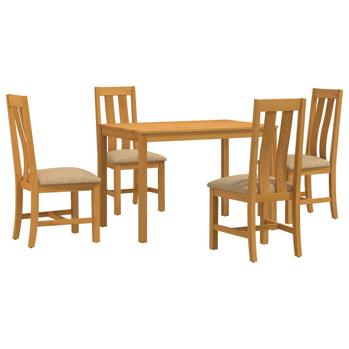 Spisestuesæt 5 stk. Beige Massivt Eg Træ