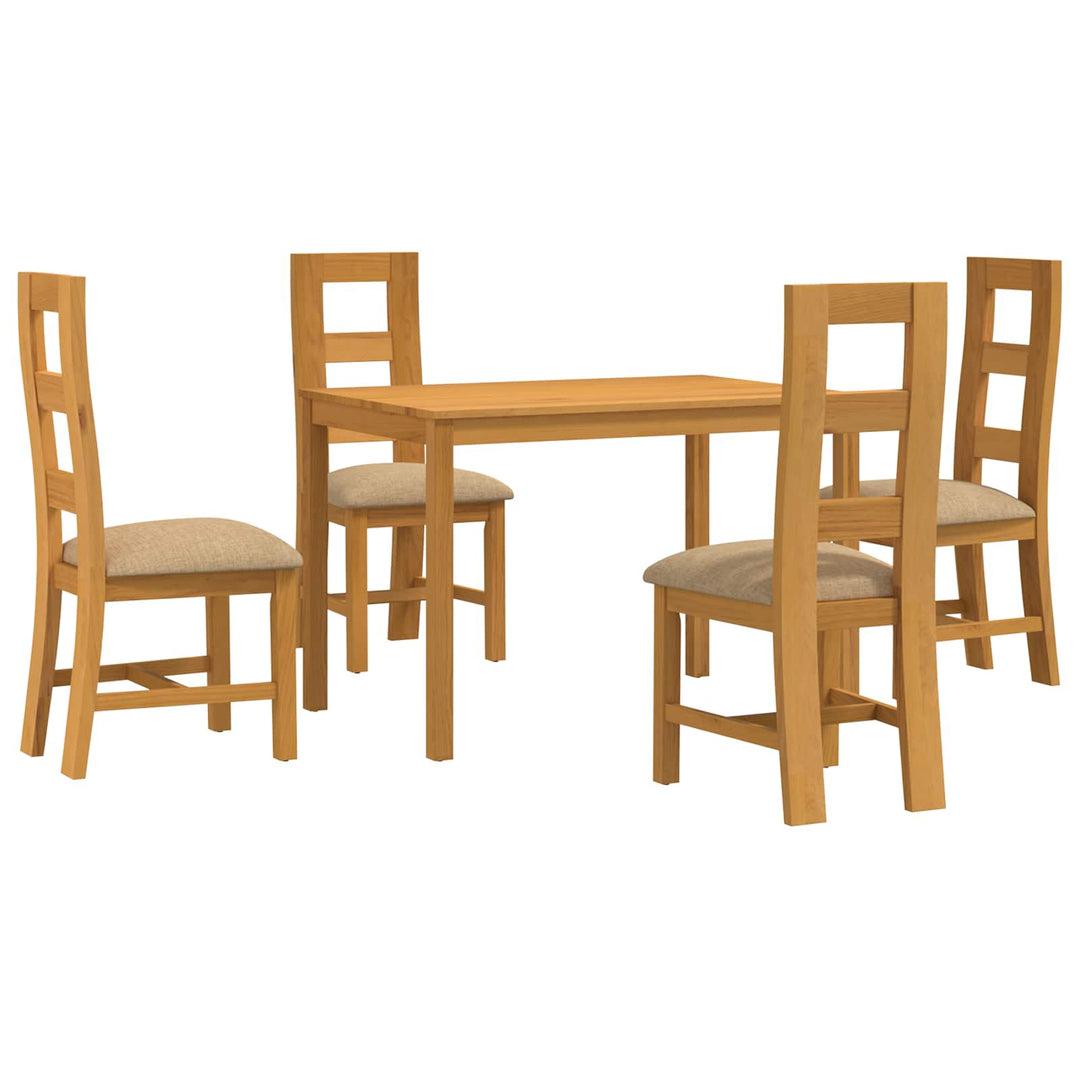 Spisestuesæt 5 stk. Beige Massivt Eg Træ
