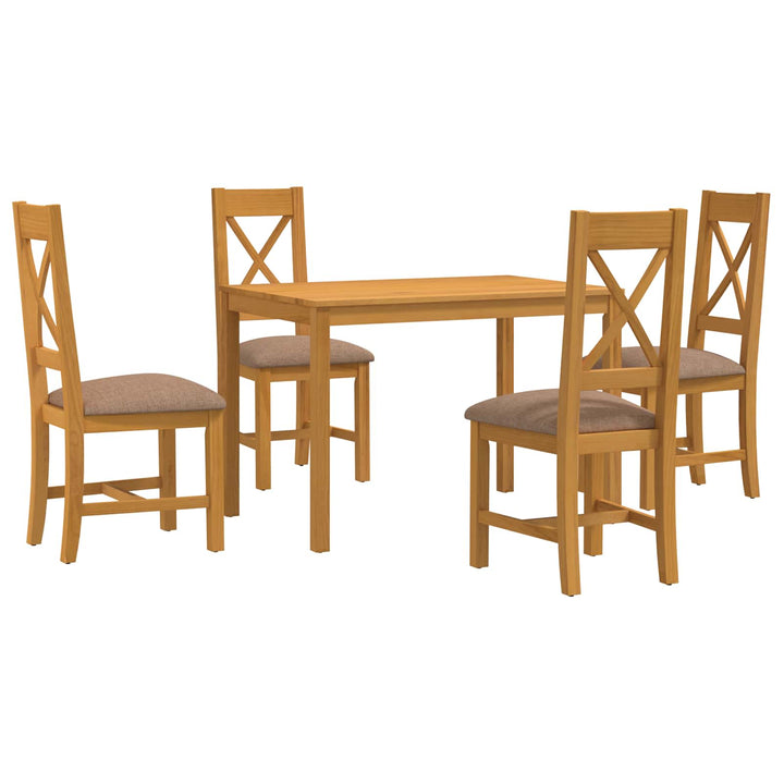 Spisestuesæt 5 stk. Grå Massivt Eg Træ