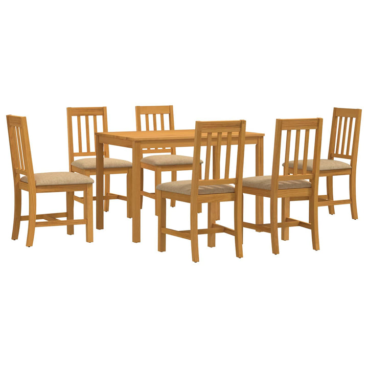 Spisestuesæt 7 stk. Beige Massivt Eg Træ