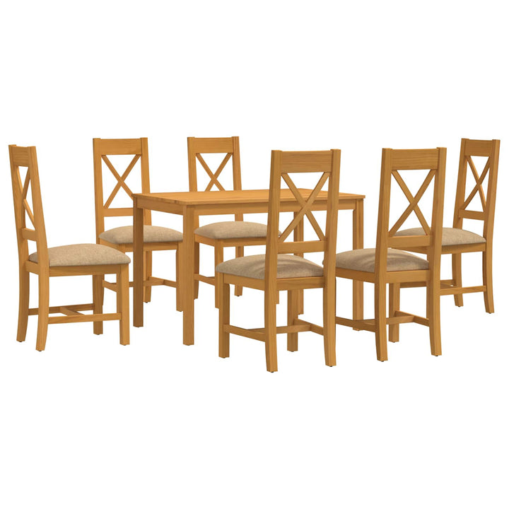 Spisestuesæt 7 stk. Beige Massivt Eg Træ