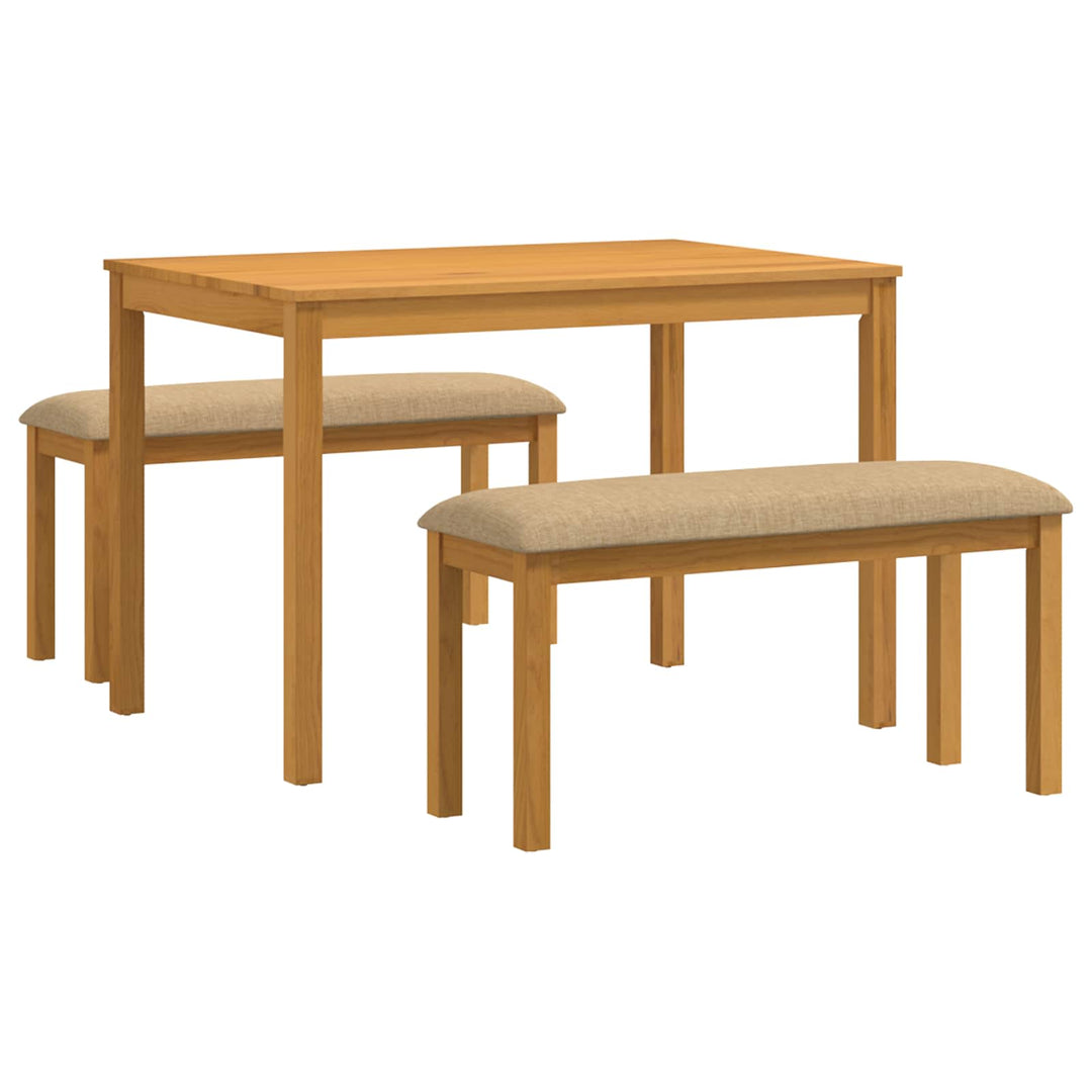 Spisestuesæt 3 stk. Beige Massivt Eg Træ