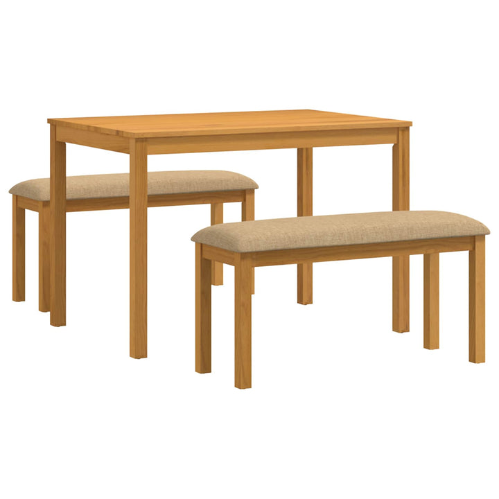 Spisestuesæt 3 stk. Beige Massivt Eg Træ