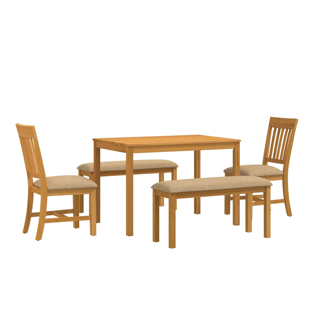 Spisestuesæt 5 stk. Beige Massivt Eg Træ