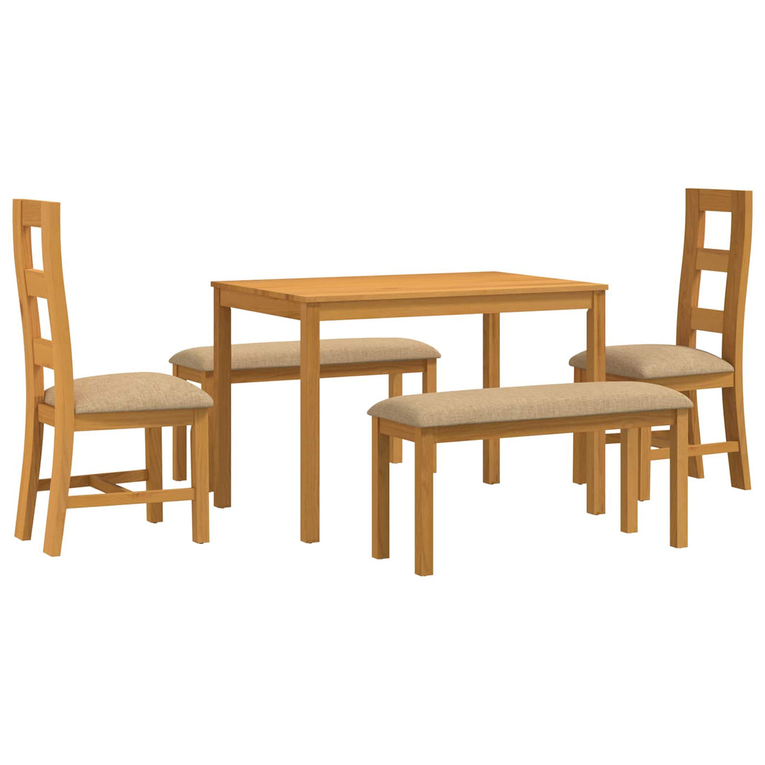 Spisestuesæt 5 stk. Beige Massivt Eg Træ