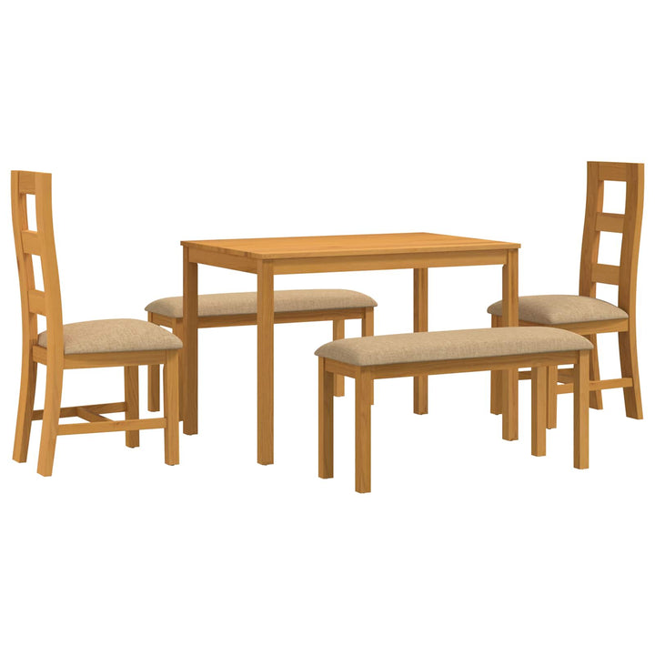 Spisestuesæt 5 stk. Beige Massivt Eg Træ