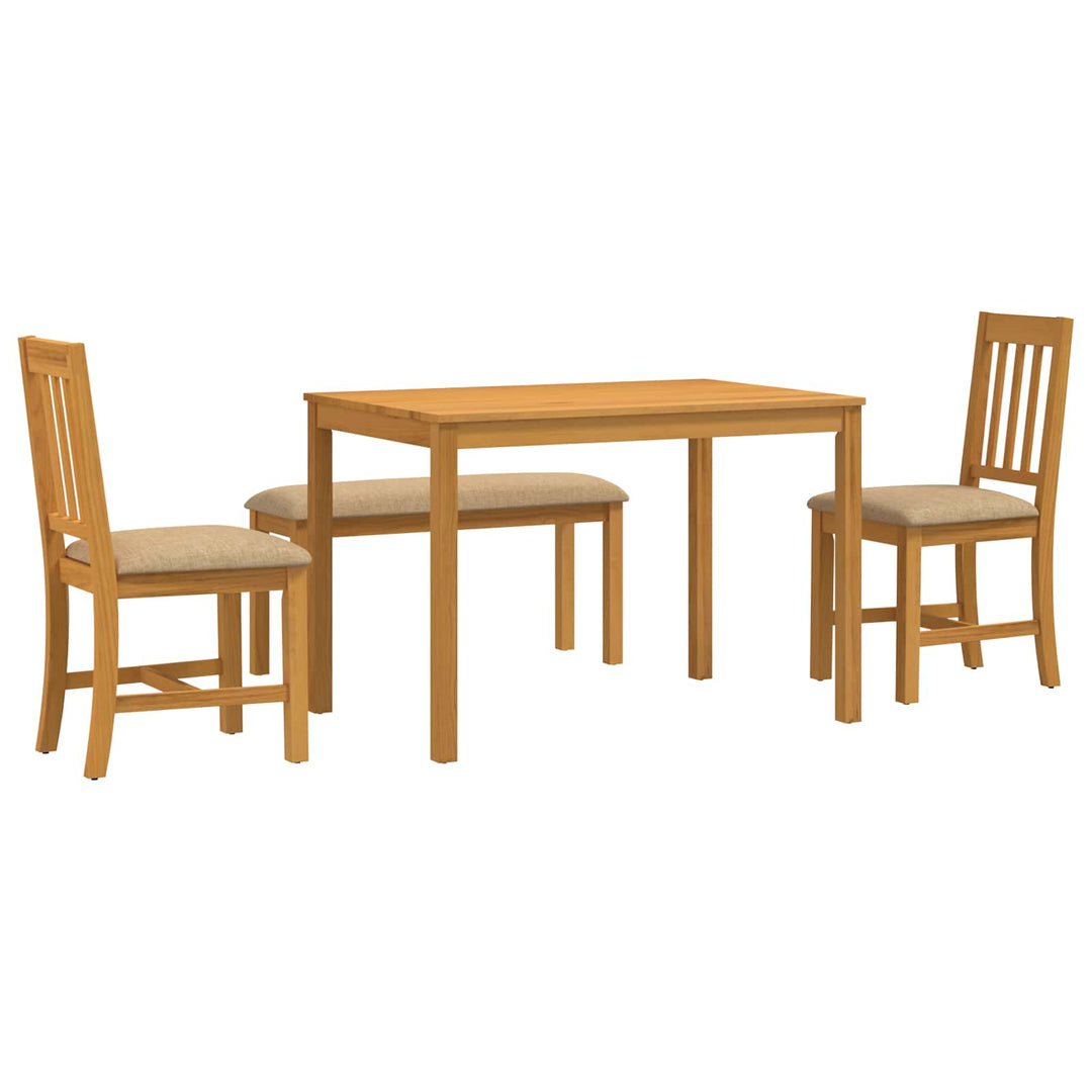 Spisestuesæt 4 stk. Beige Massivt Eg Træ