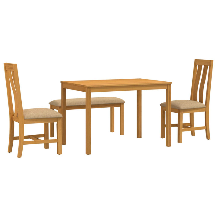 Spisestuesæt 4 stk. Beige Massivt Eg Træ