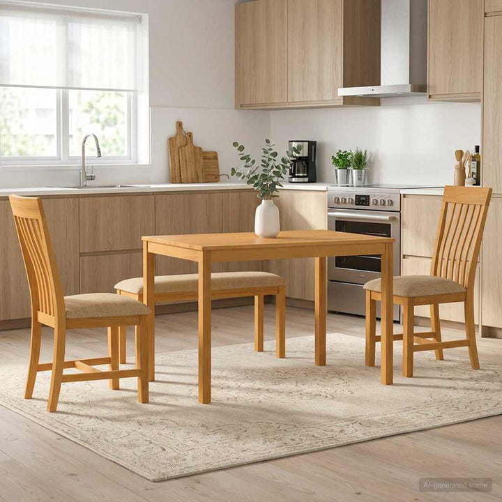Spisestuesæt 4 stk. Beige Massivt Eg Træ