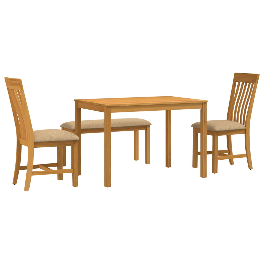 Spisestuesæt 4 stk. Beige Massivt Eg Træ