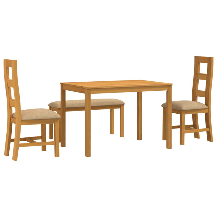Spisestuesæt 4 stk. Beige Massivt Eg Træ