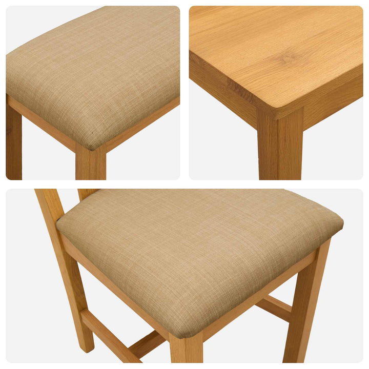 Spisestuesæt 4 stk. Beige Massivt Eg Træ