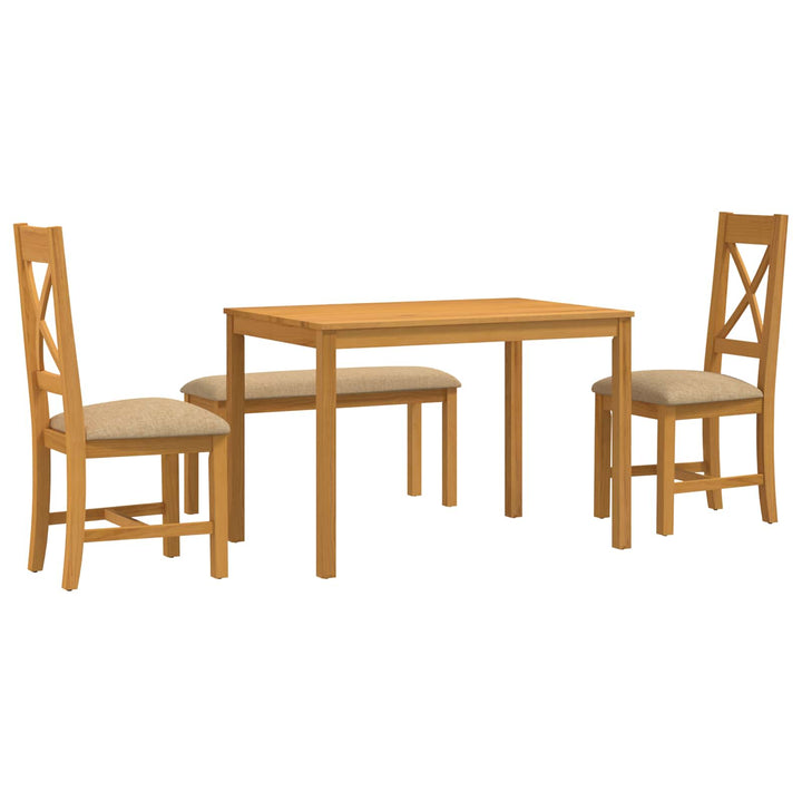 Spisestuesæt 4 stk. Beige Massivt Eg Træ