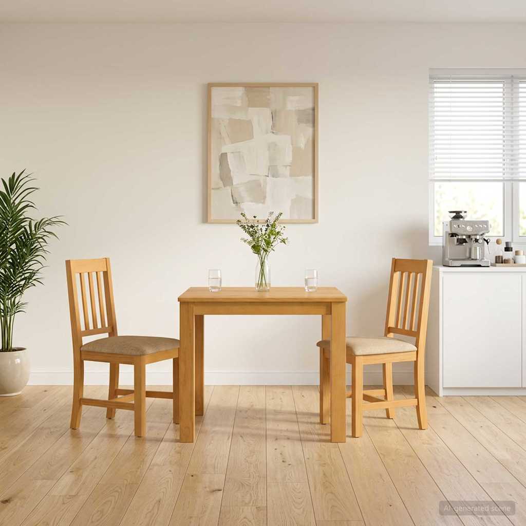 Spisestuesæt 3 stk. Beige Massivt Eg Træ
