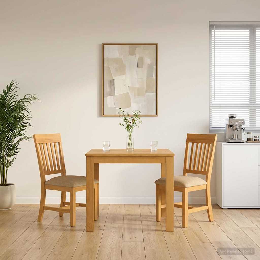 Spisestuesæt 3 stk. Beige Massivt Eg Træ
