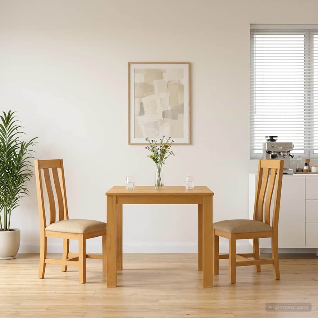 Spisestuesæt 3 stk. Beige Massivt Eg Træ