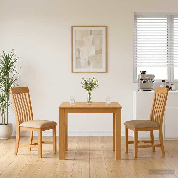 Spisestuesæt 3 stk. Beige Massivt Eg Træ