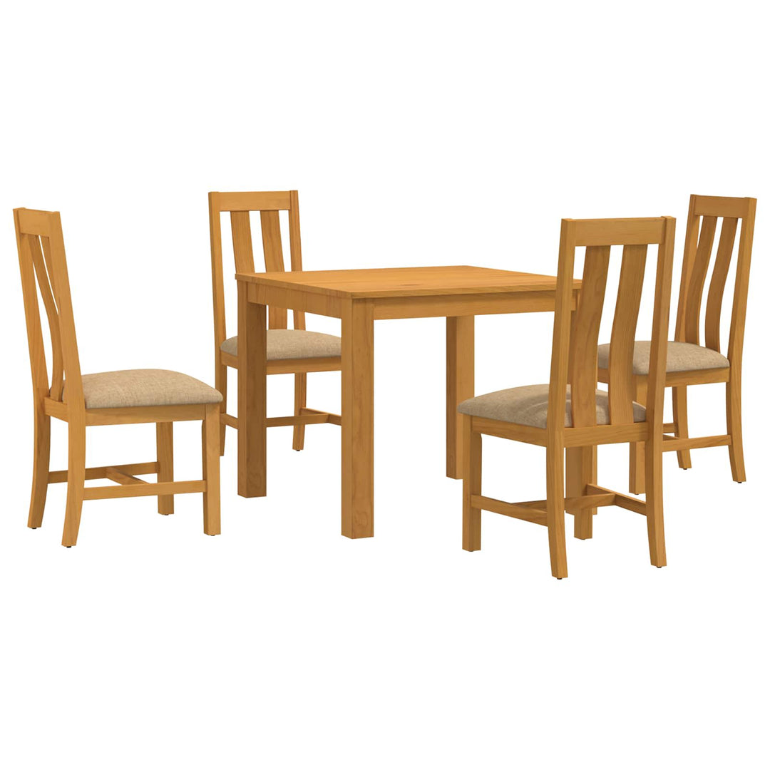 Spisestuesæt 5 stk. Beige Massivt Eg Træ