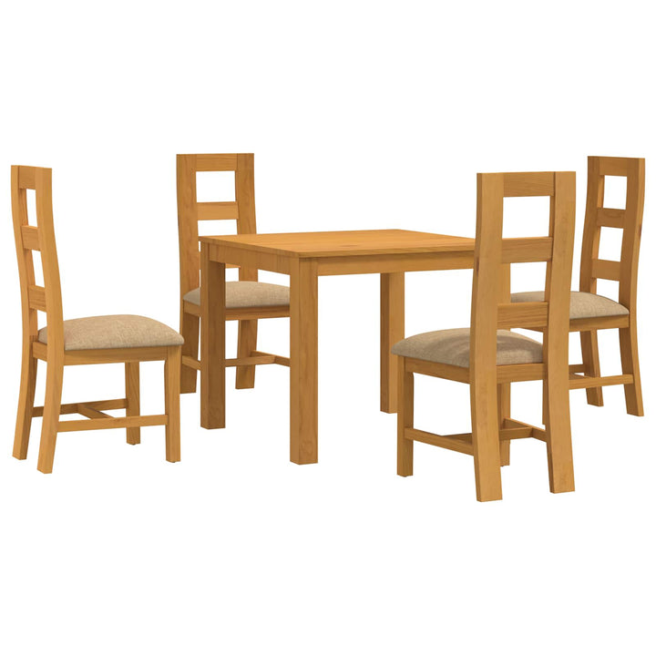 Spisestuesæt 5 stk. Beige Massivt Eg Træ