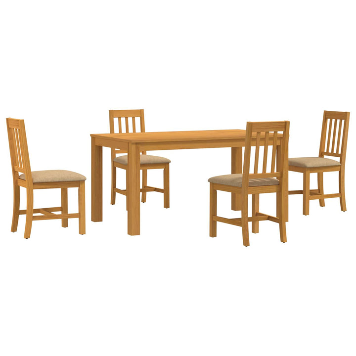 Spisestuesæt 5 stk. Beige Massivt Eg Træ