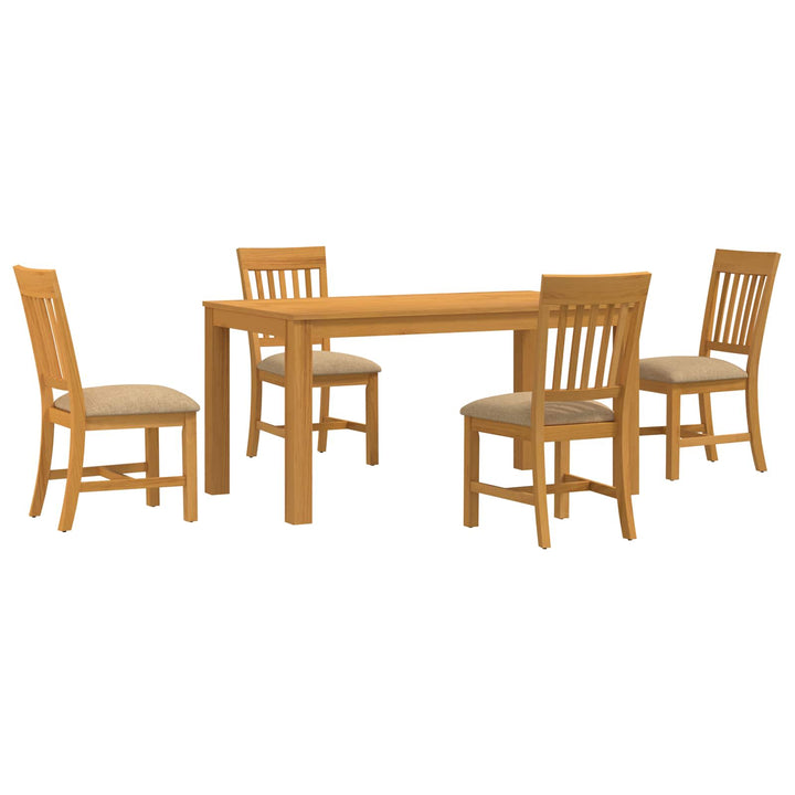 Spisestuesæt 5 stk. Beige Massivt Eg Træ