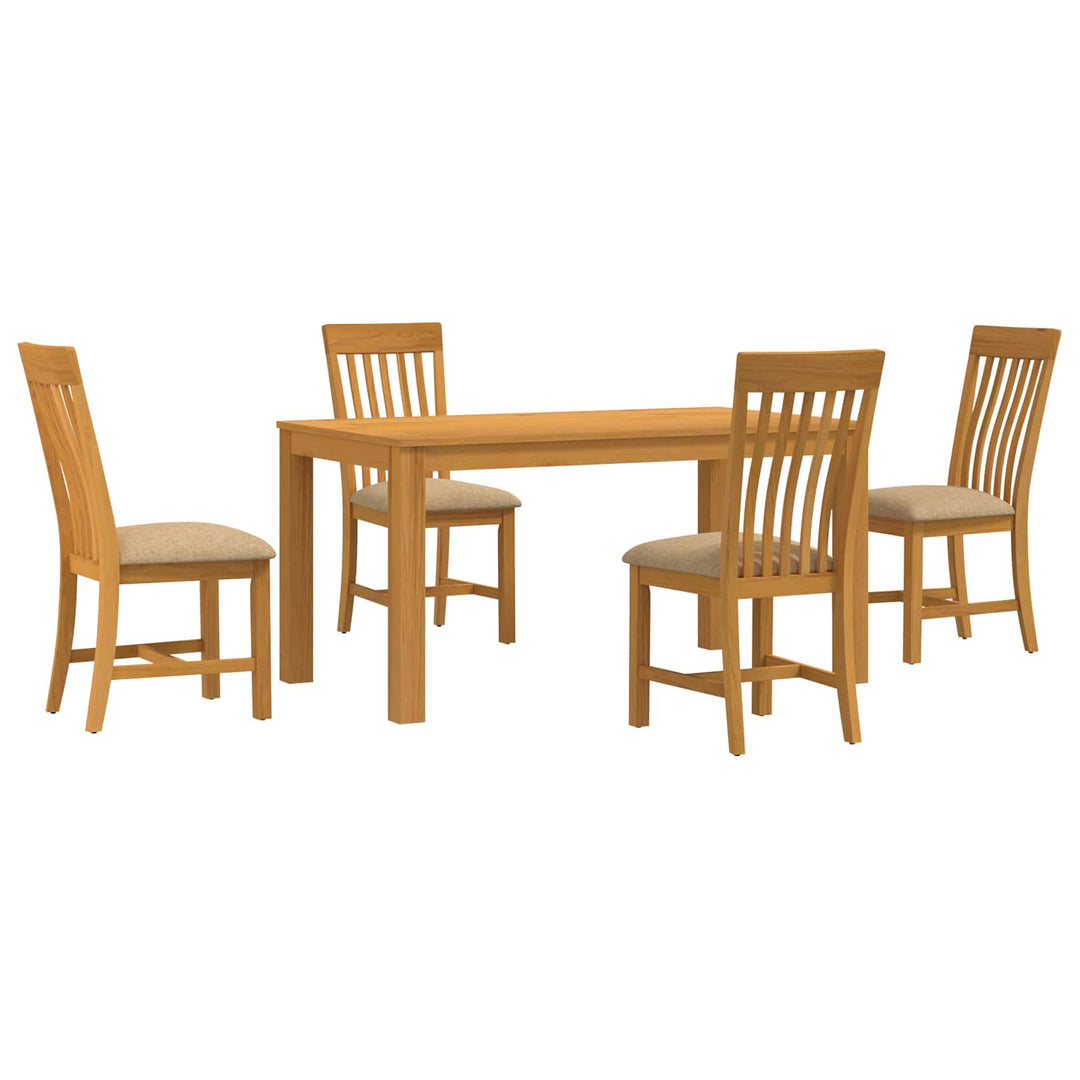 Spisestuesæt 5 stk. Beige Massivt Eg Træ