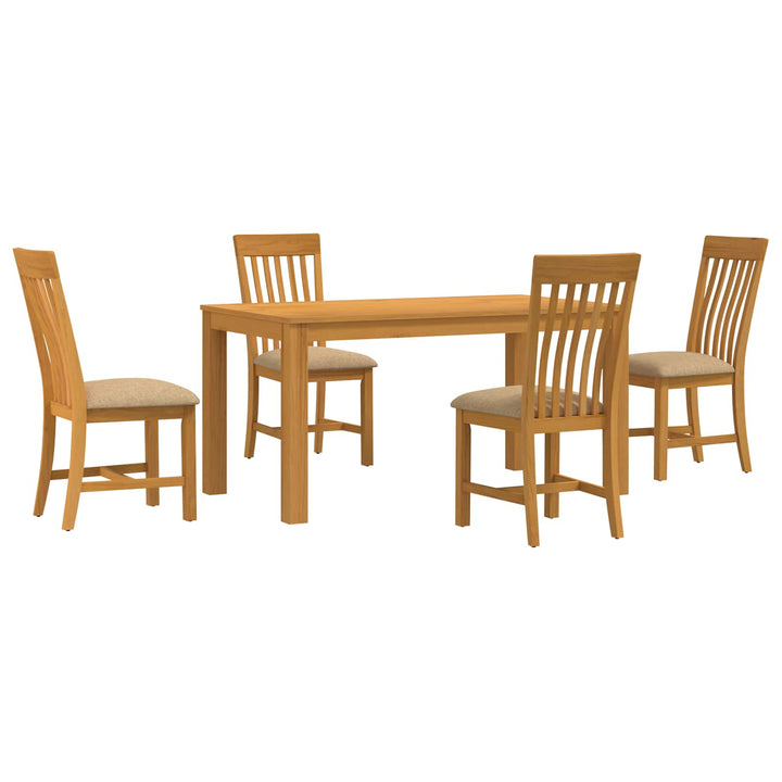 Spisestuesæt 5 stk. Beige Massivt Eg Træ