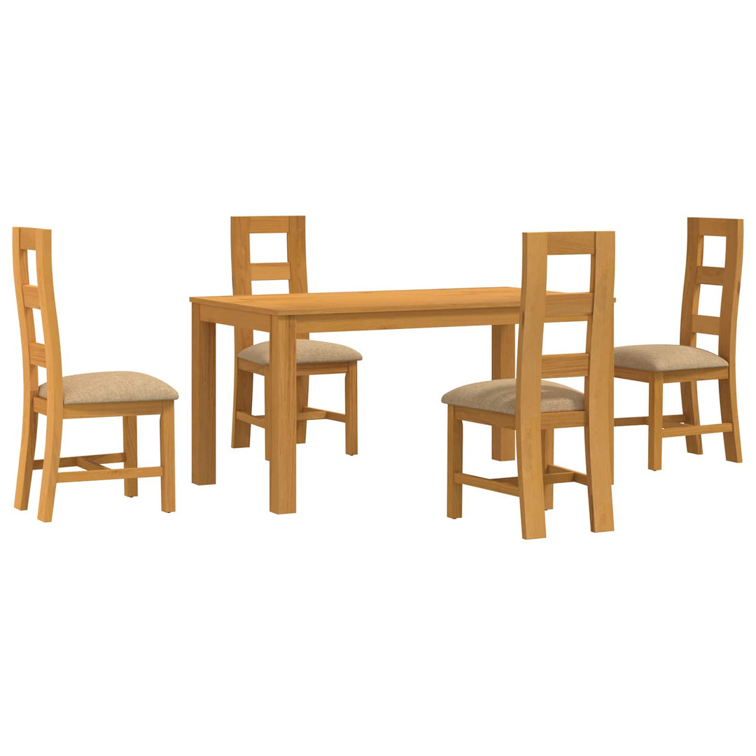 Spisestuesæt 5 stk. Beige Massivt Eg Træ