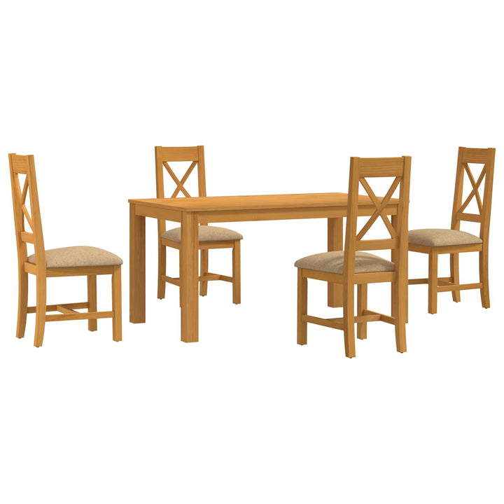 Spisestuesæt 5 stk. Beige Massivt Eg Træ