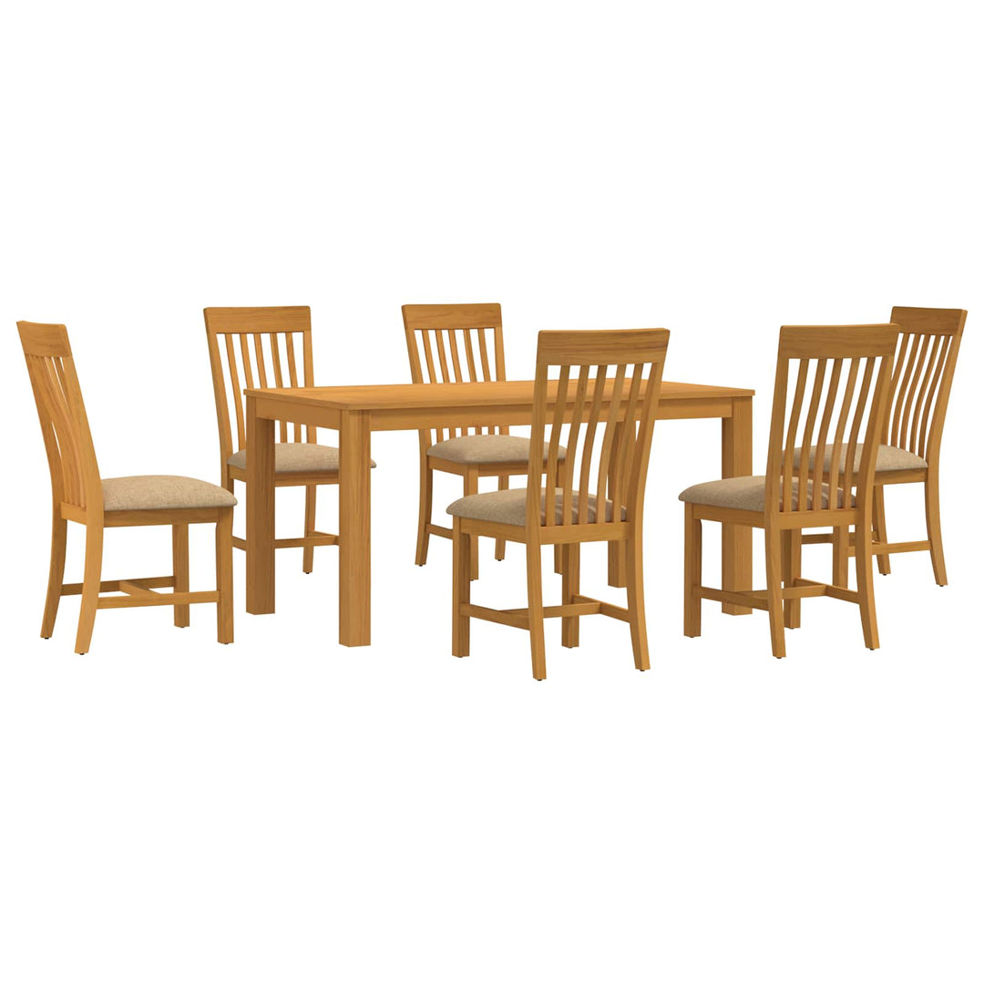 Spisestuesæt 7 stk. Beige Massivt Eg Træ