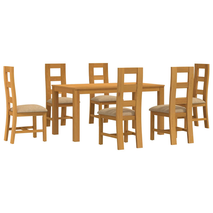 Spisestuesæt 7 stk. Beige Massivt Eg Træ