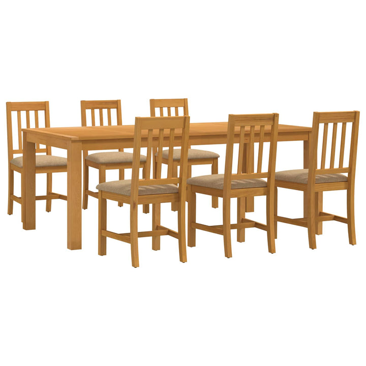 Spisestuesæt 7 stk. Beige Massivt Eg Træ