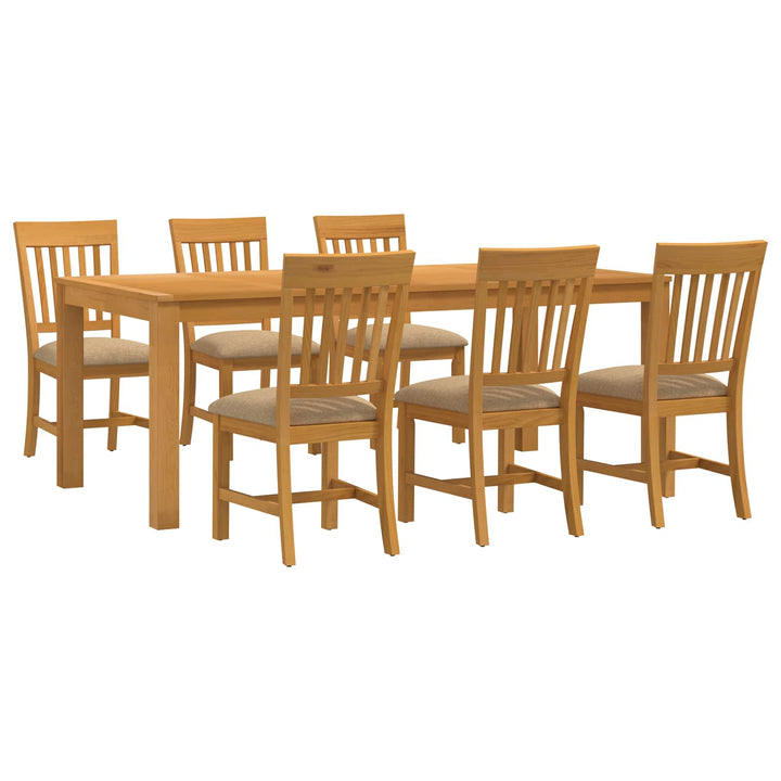 Spisestuesæt 7 stk. Beige Massivt Eg Træ