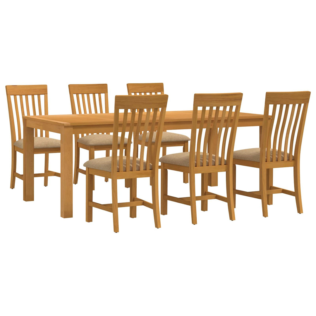 Spisestuesæt 7 stk. Beige Massivt Eg Træ