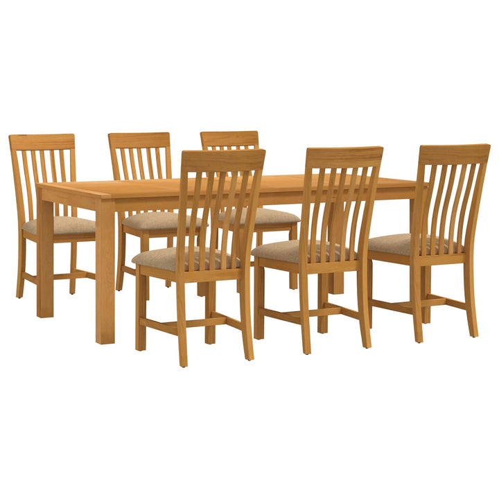 Spisestuesæt 7 stk. Beige Massivt Eg Træ