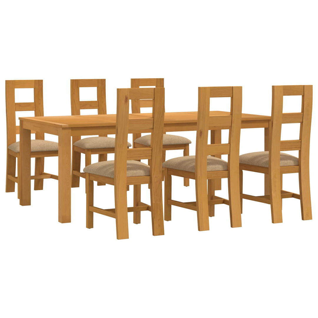 Spisestuesæt 7 stk. Beige Massivt Eg Træ