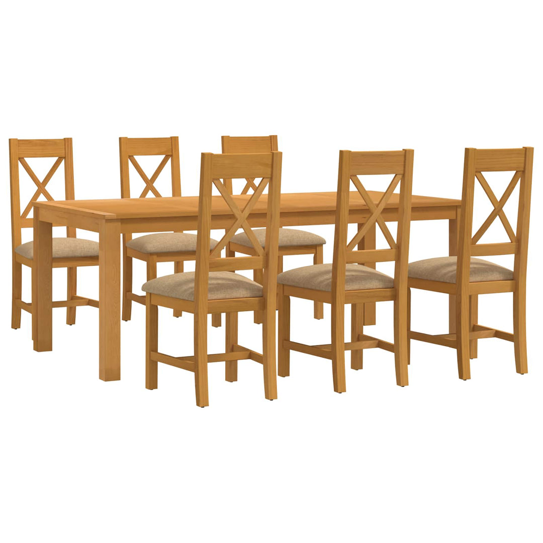Spisestuesæt 7 stk. Beige Massivt Eg Træ