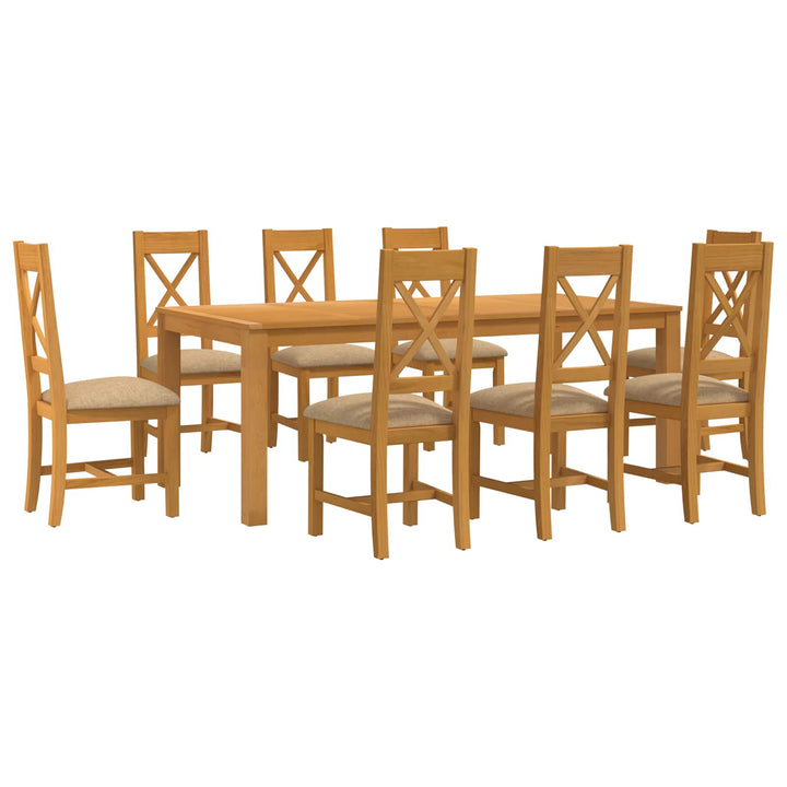 Spisestuesæt 9 stk. Beige Massivt Eg Træ