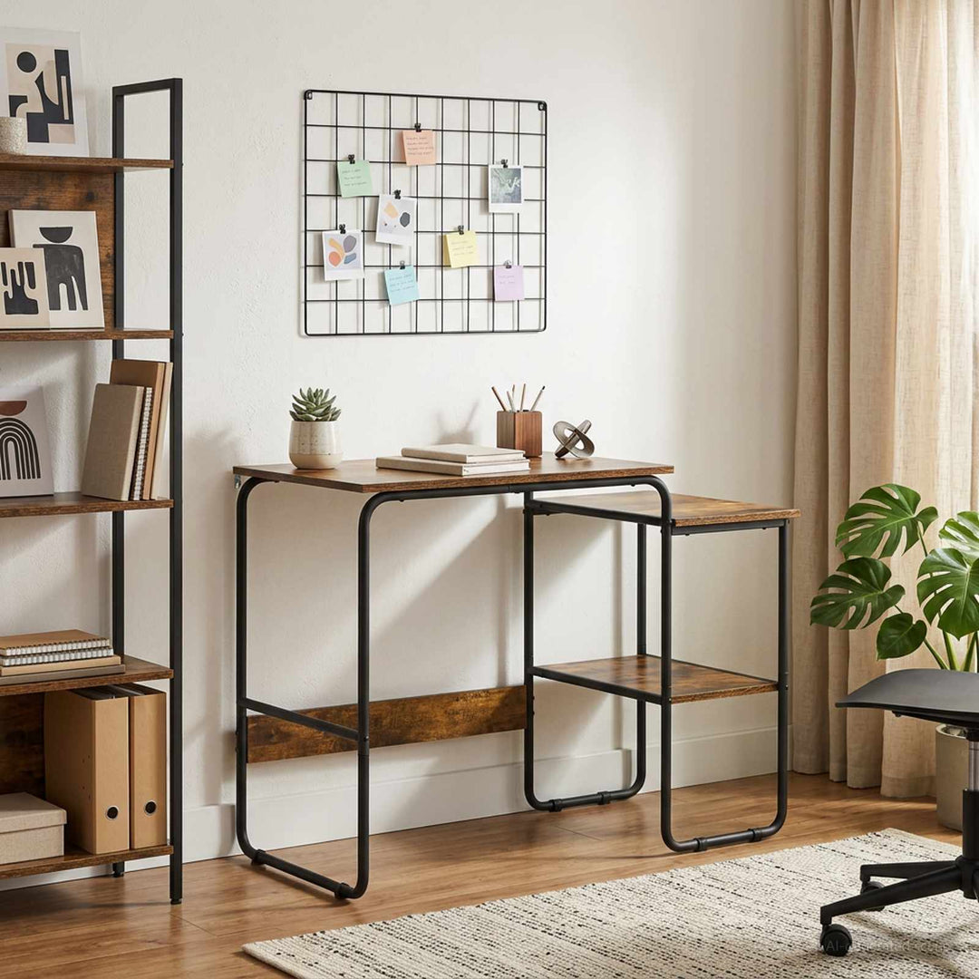 Skrivebord med opbevaring Røget eg 100 x 50 x 75 cm