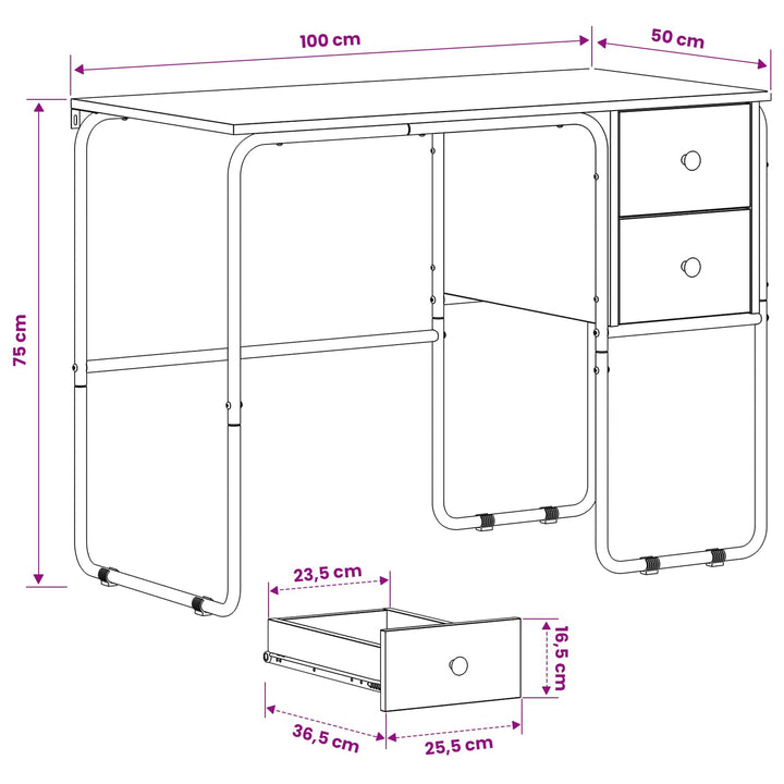 Skrivebord med opbevaring Artisan-eg 100 x 50 x 75 cm