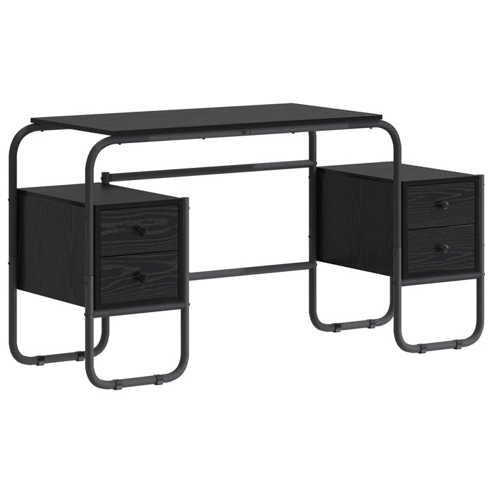 Skrivebord med opbevaring Sort eg 145 x 50 x 75 cm