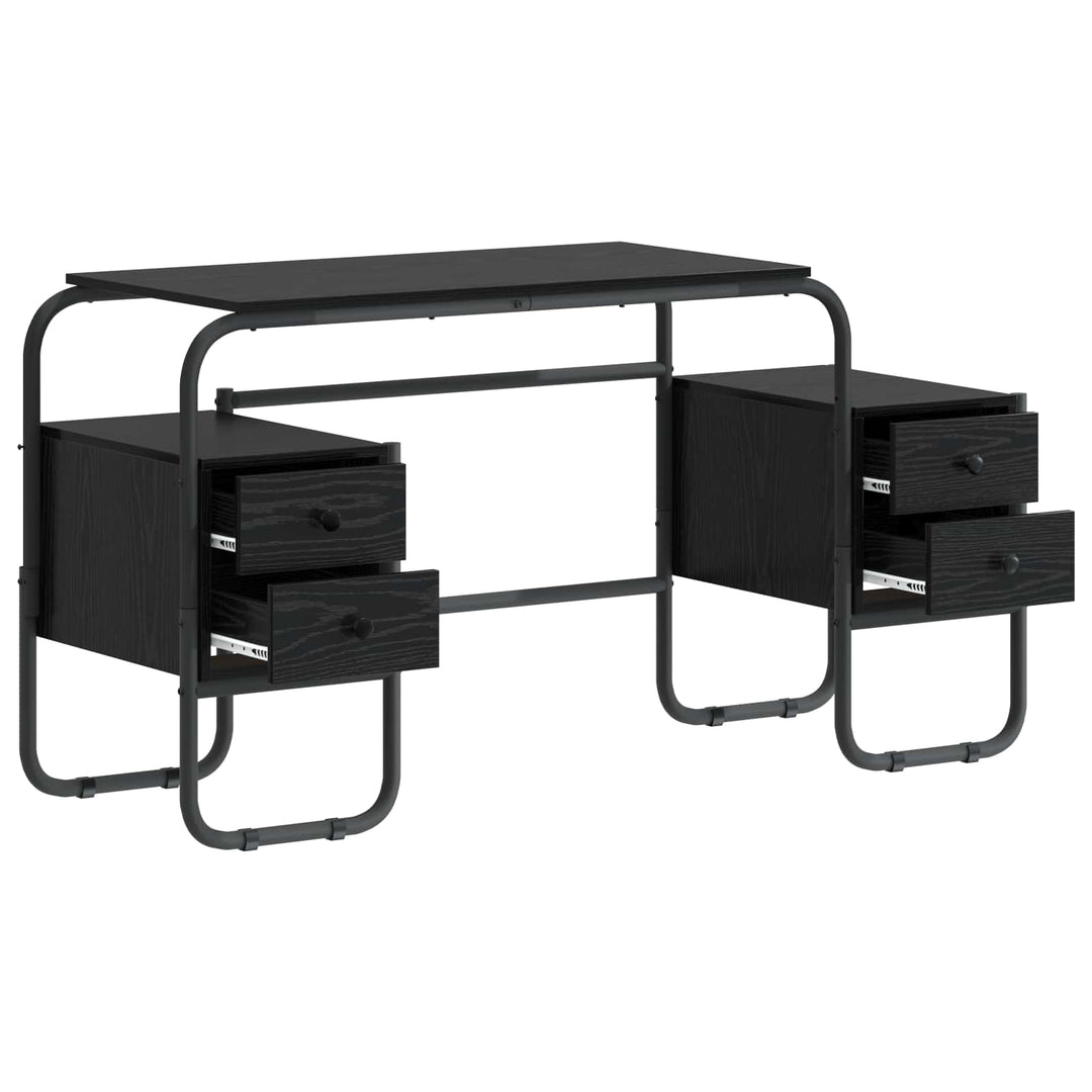 Skrivebord med opbevaring Sort eg 145 x 50 x 75 cm