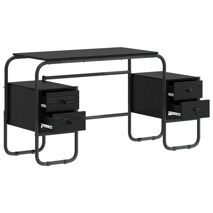 Skrivebord med opbevaring Sort eg 145 x 50 x 75 cm