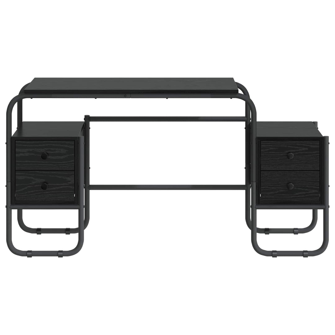 Skrivebord med opbevaring Sort eg 145 x 50 x 75 cm
