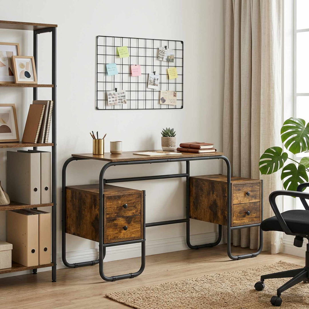 Skrivebord med opbevaring Røget eg 145 x 50 x 75 cm
