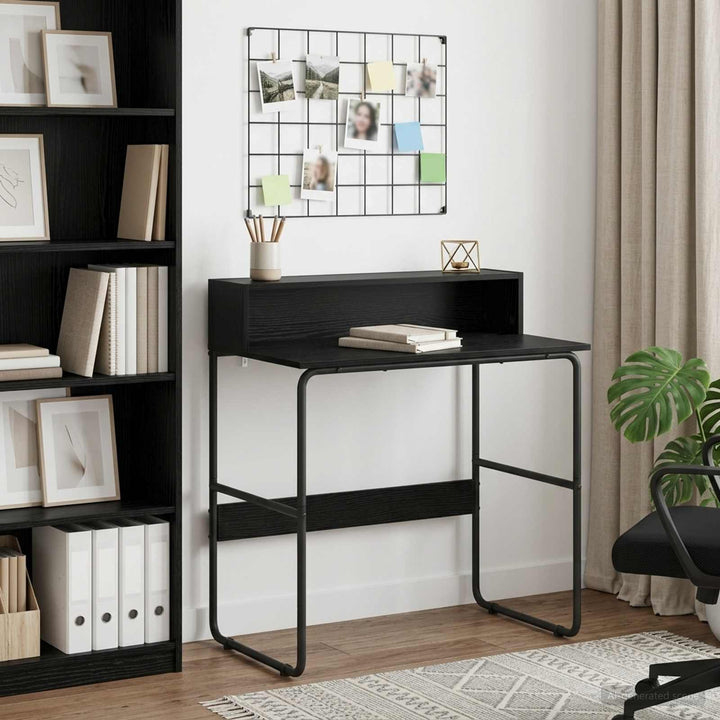 Skrivebord med opbevaring Sort eg 80 x 50 x 91 cm